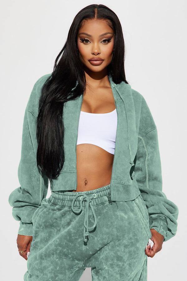 Norah Washed Lounge Hoodie - Sage