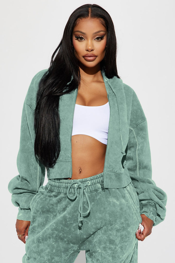 Norah Washed Lounge Hoodie - Sage
