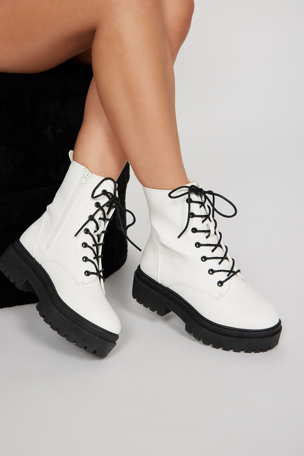 Call It Even Combat Boots - White