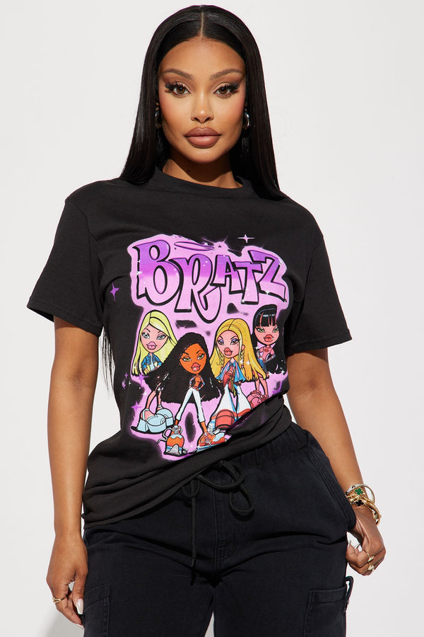 Bratz Pack Art Bruch Graphic Tee - Black