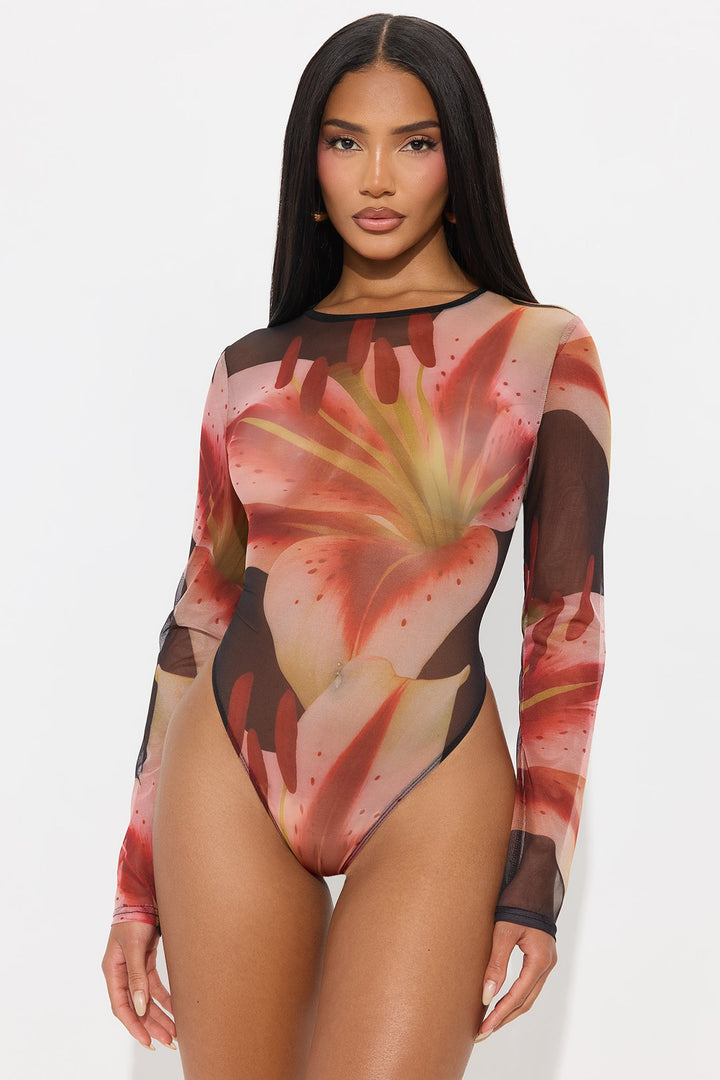La Flora Mesh Bodysuit - Black/combo