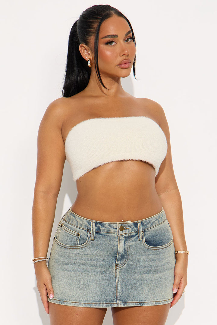 Fluffy Tube Top - Cream
