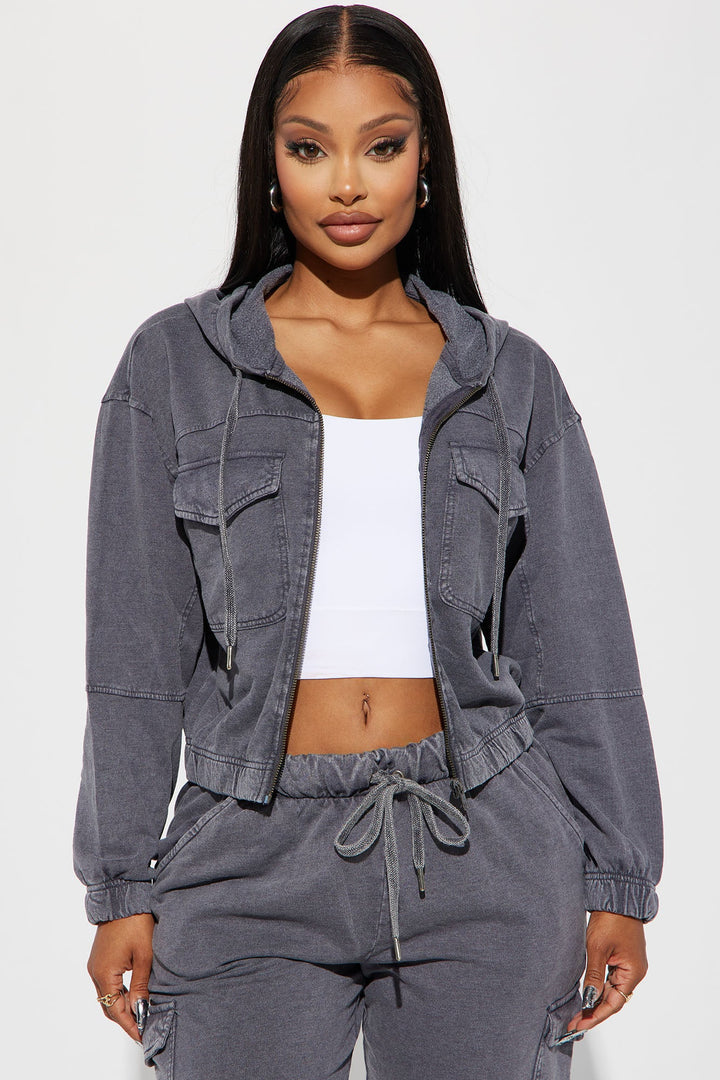 Fiona Fleece Lounge Jacket - Black