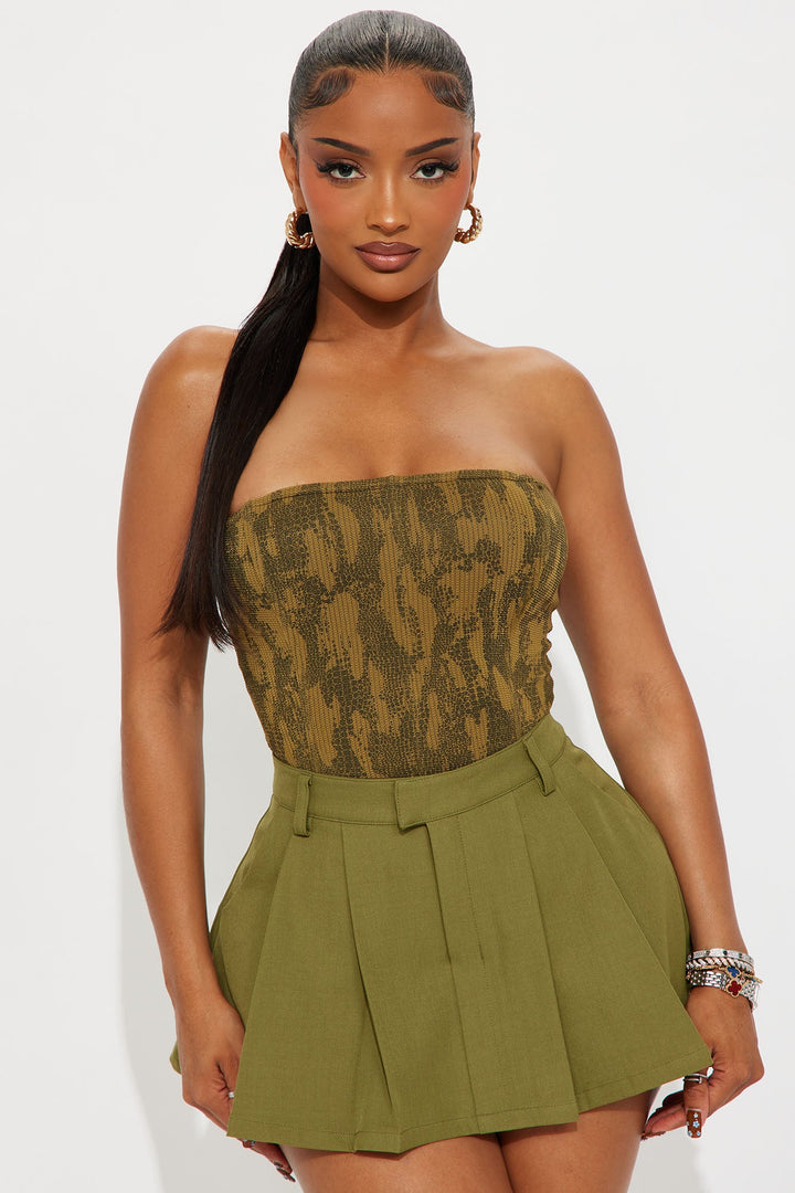 Maven Strapless Corset Top - Olive