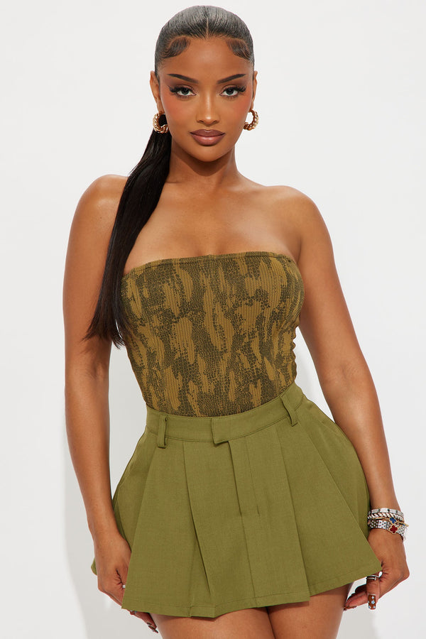 Maven Strapless Corset Top - Olive
