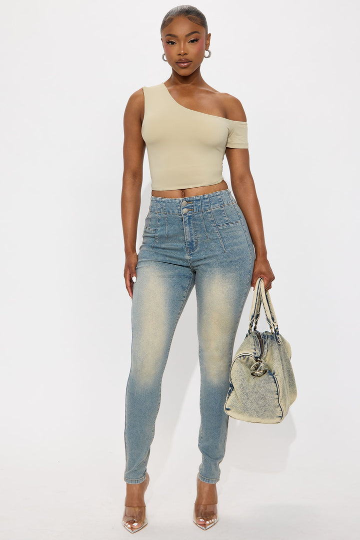 Different Level High Rise Skinny Jeans - Vintage Wash