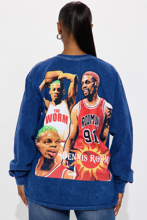 Dennis Rodman Vintage Washed Long Sleeve Tee - Navy/combo