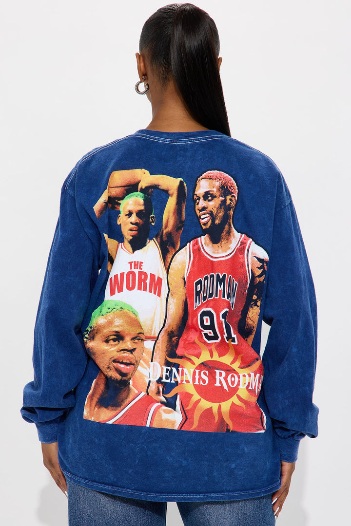 Dennis Rodman Vintage Washed Long Sleeve Tee - Navy/combo