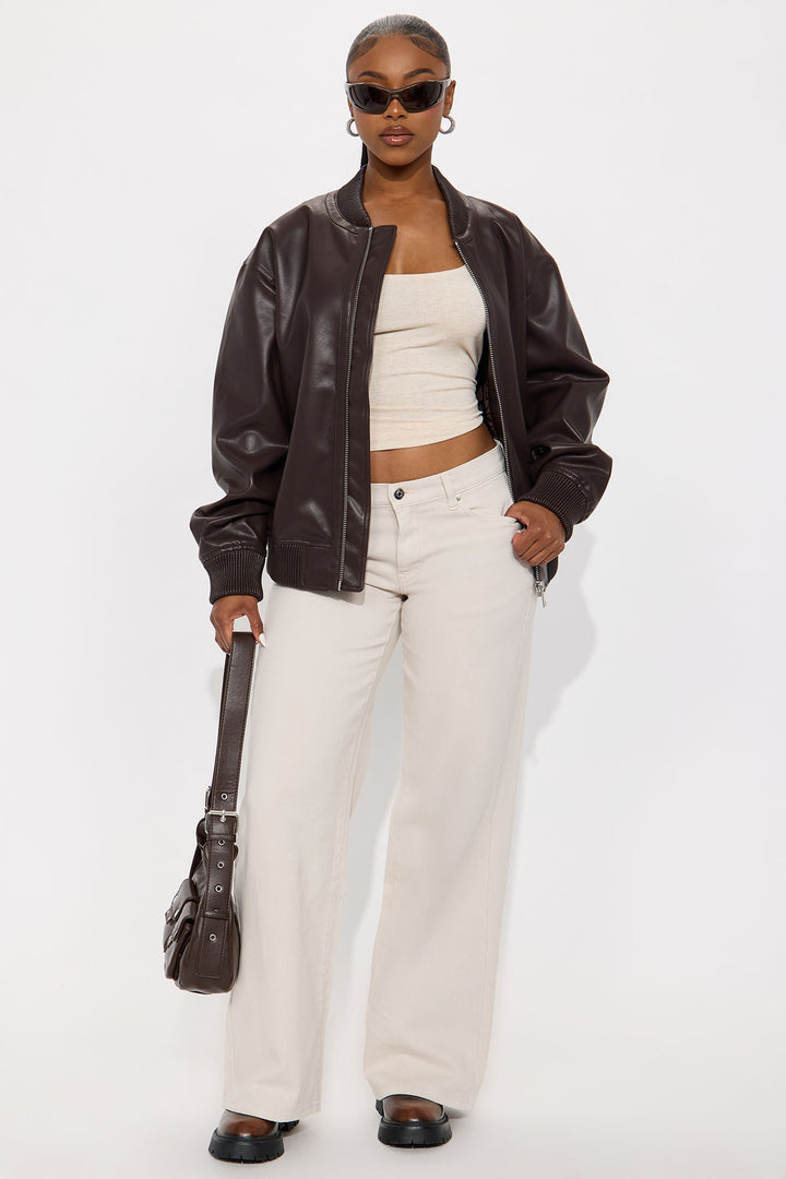 Southside Low Rise Wide Leg Jean - Stone