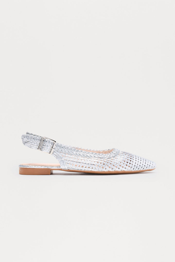 Cosmica Crochet Slingback Flats - Silver