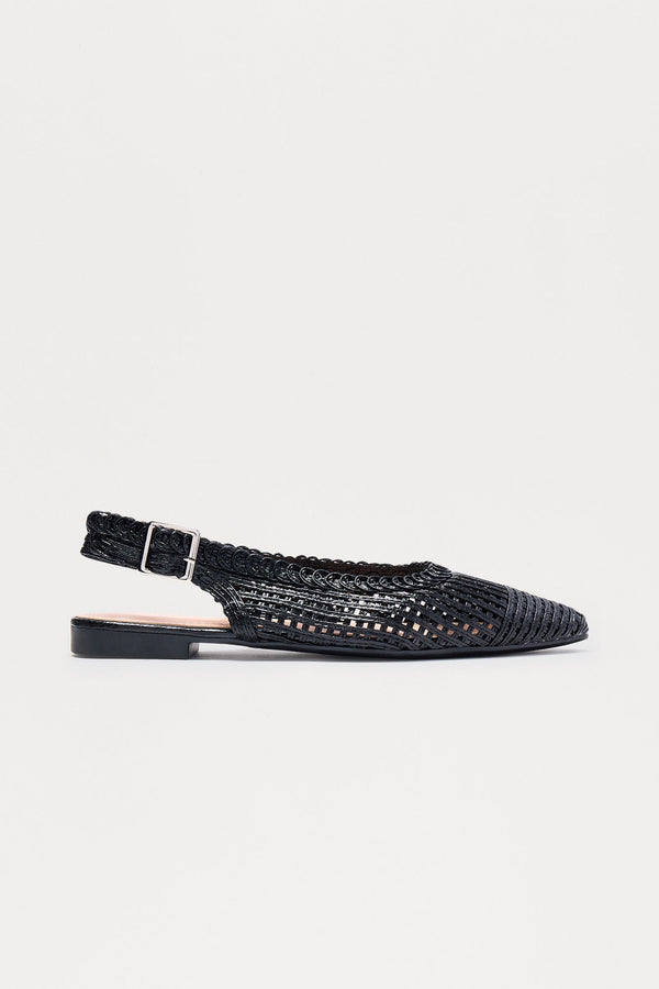 Cosmica Crochet Slingback Flats - Black