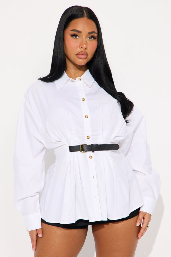 Boss Mode Belted Poplin Shirt - White