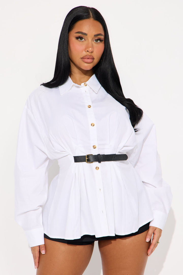 Boss Mode Belted Poplin Shirt - White