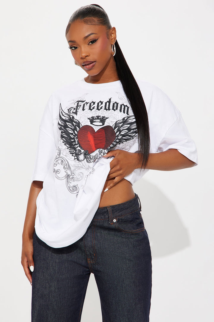 Heart With Wings And Crown Tee - White