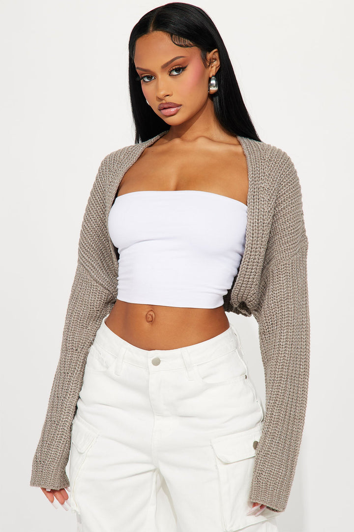 Cool Girl Mood Bolero Sweater - Taupe