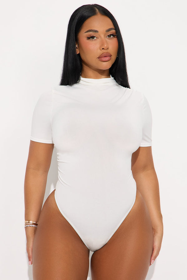 Summit Ruched Mock Neck Bodysuit - Ivory