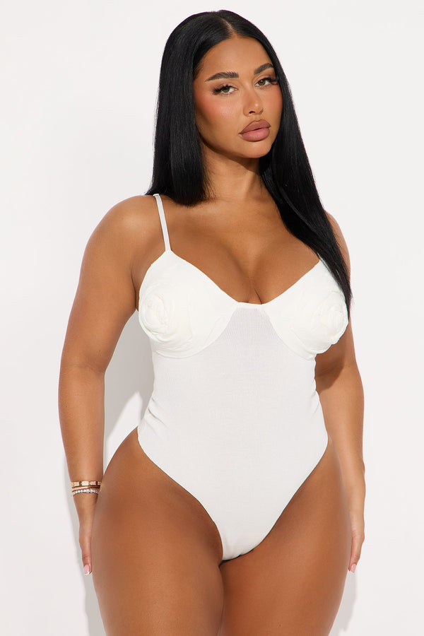 Blooming Rose Bodysuit - White