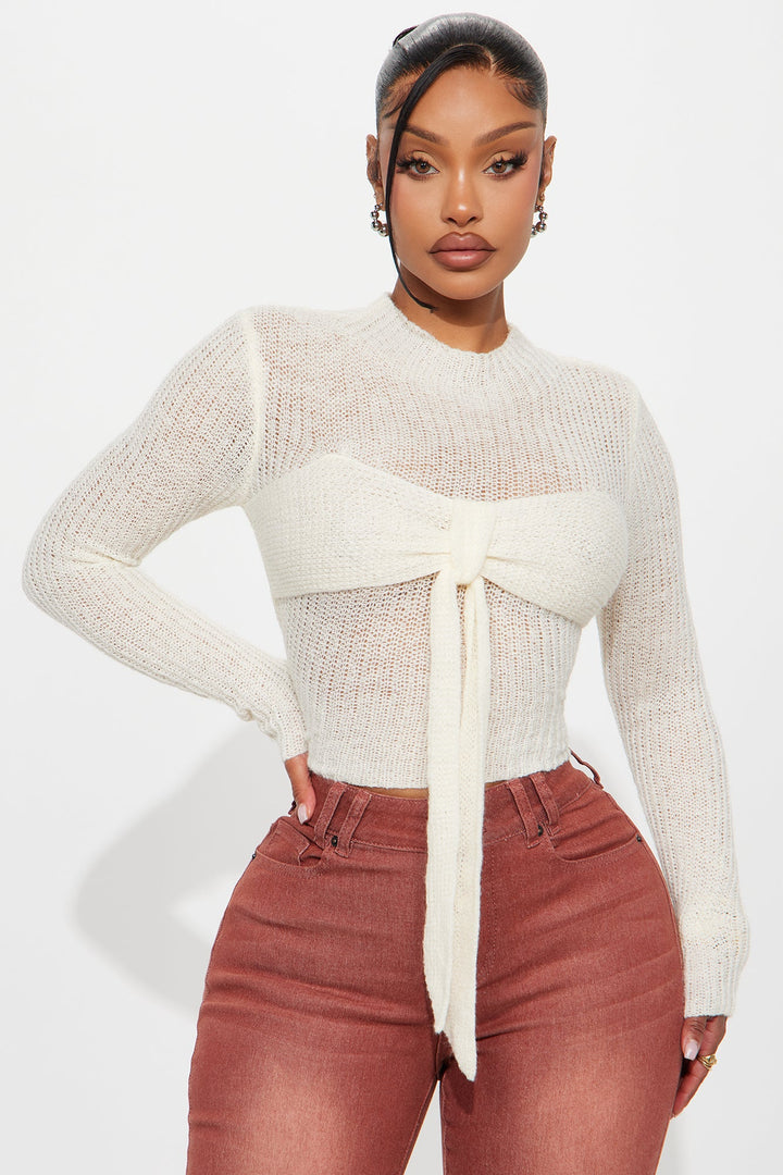 Always Yours Bow Sweater Top - Cream