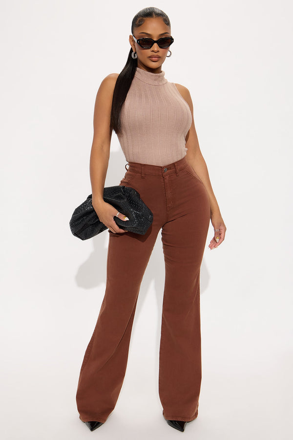 Classic Color Trouser Flare Jeans - Brown