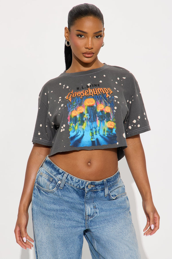 Goosebumps Bleach Splatter Tee - Charcoal