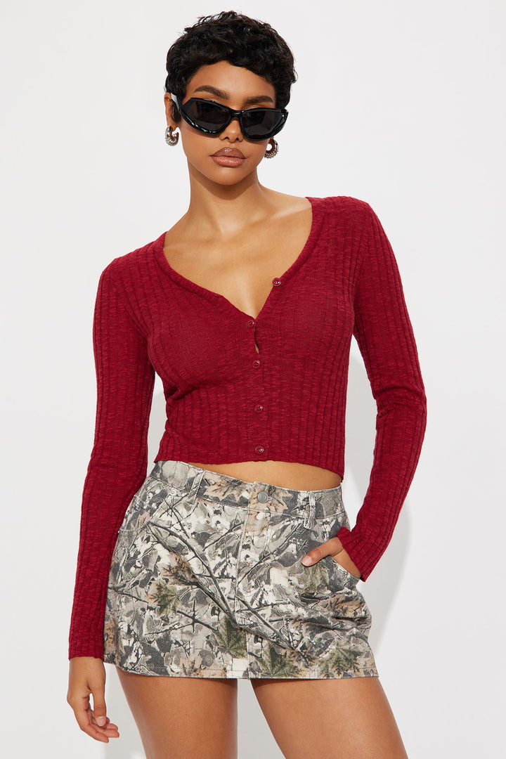 The Joanna Cardigan Top - Red