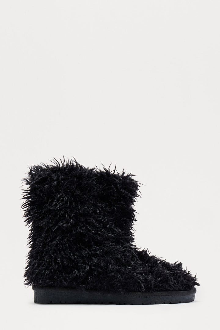 Yetti Faux Fur Booties - Black