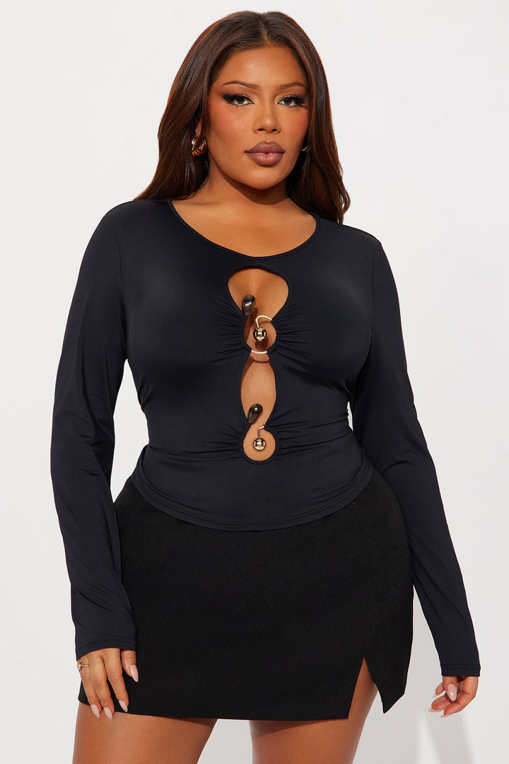 Renée Cut Out Long Sleeve Top - Black