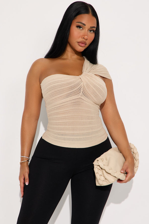 Just Because Knot Sweater Top - Beige