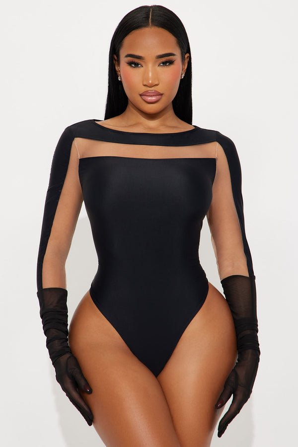 Testify Against Him Long Sleeve Bodysuit - Black