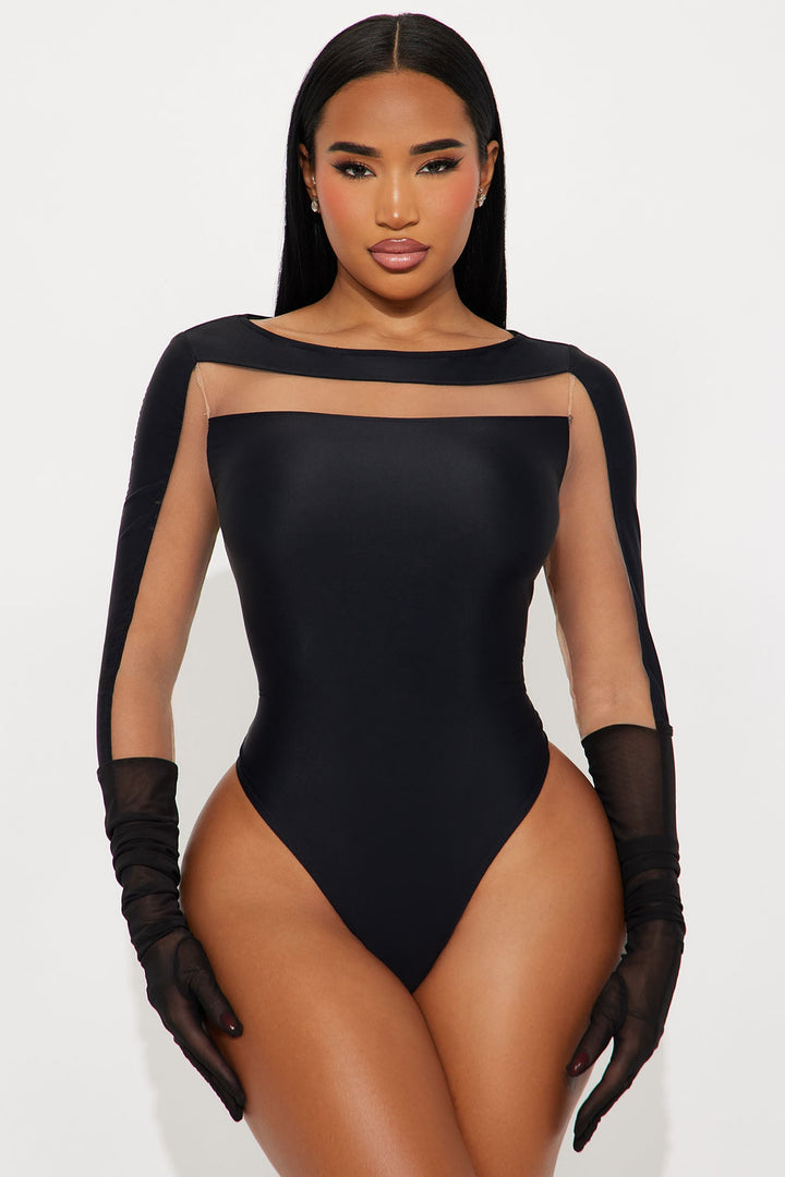 Testify Against Him Long Sleeve Bodysuit - Black