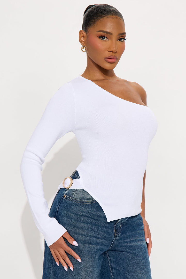 Take Me Away Hardware Sweater Top - White