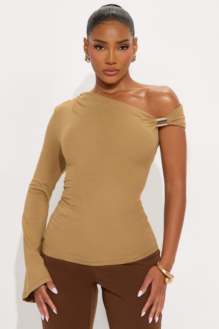 Etta Long Sleeve Ruched Top - Mocha