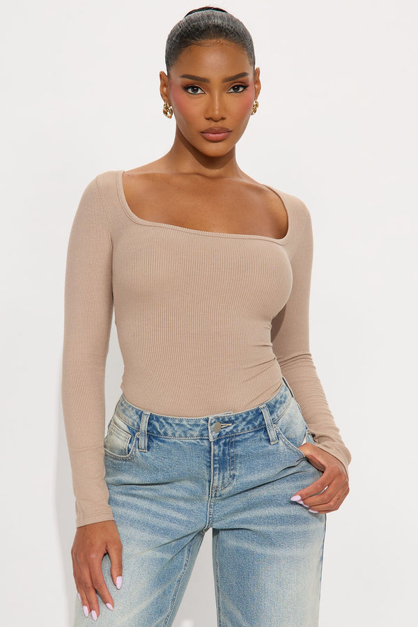 Issa Ribbed Top - Taupe