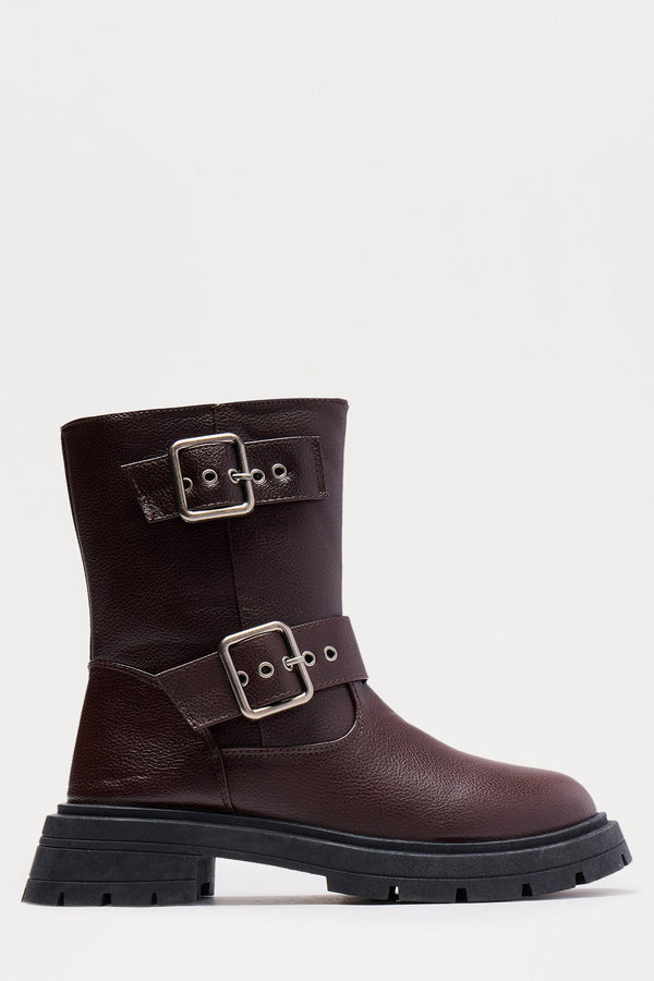 Osaka Buckle Boots - Brown