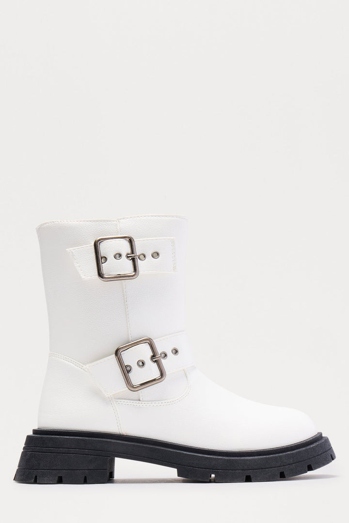 Osaka Buckle Boots - White