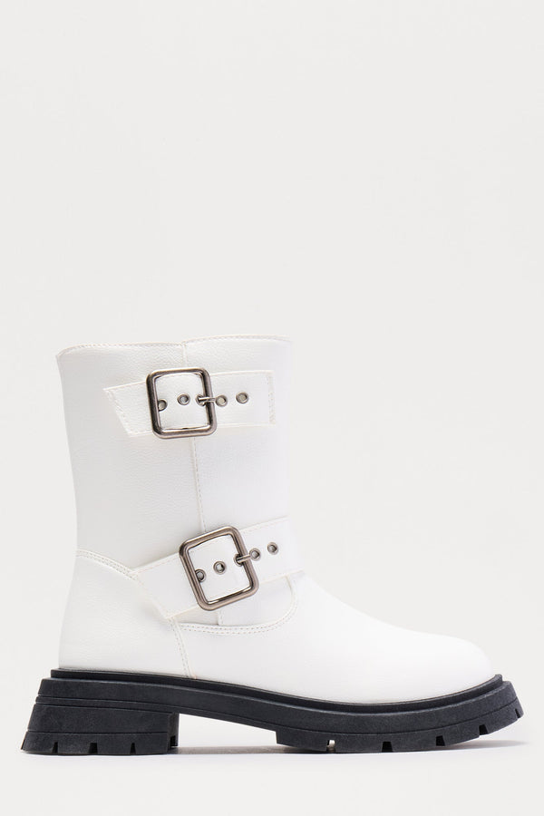 Osaka Buckle Boots - White