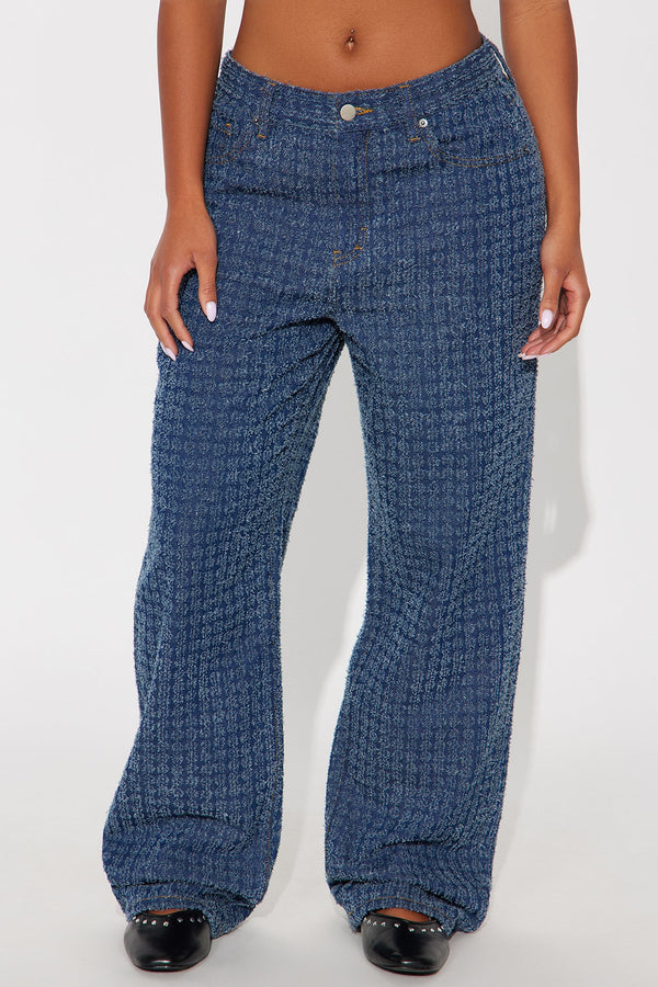 Madison Textured Straight Leg Jeans - Dark Wash