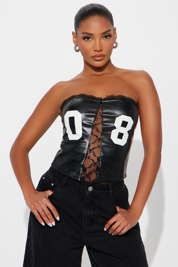 Zero Eight Faux Leather Tube Top - Black