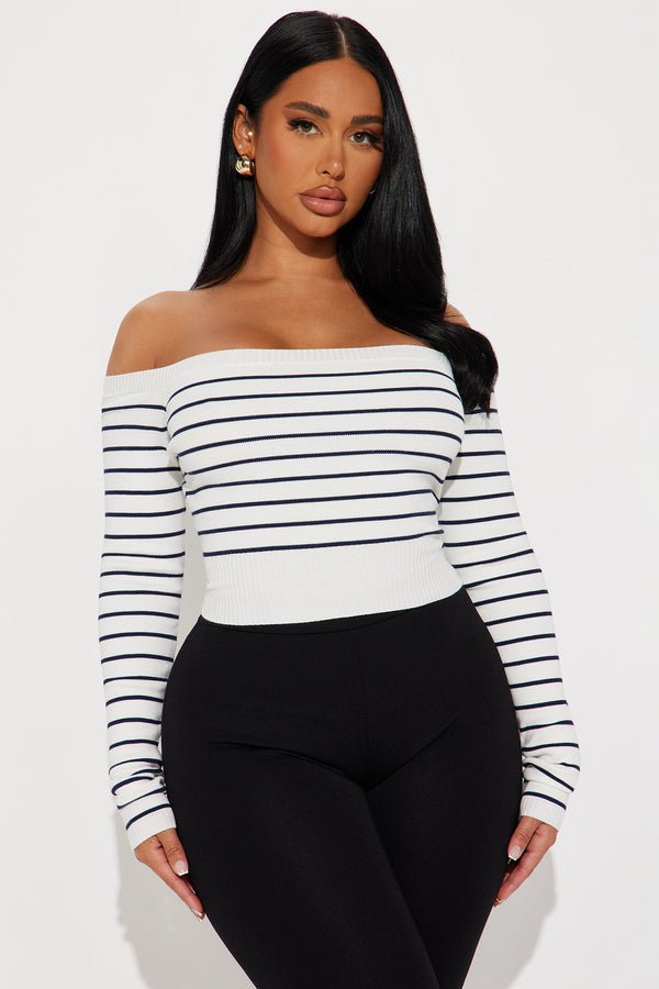 Hamptons Weekend Striped Sweater - White/combo