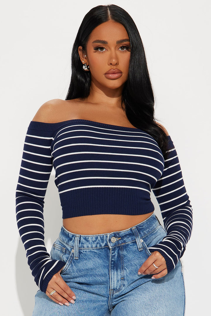 Hamptons Weekend Striped Sweater - Navy/combo