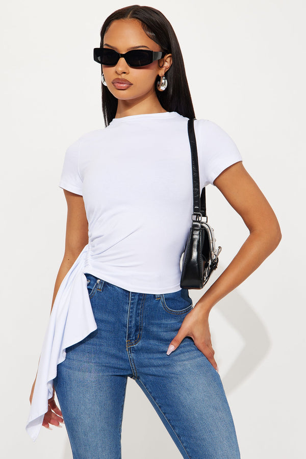 Polly Draped Short Sleeve Tshirt - White
