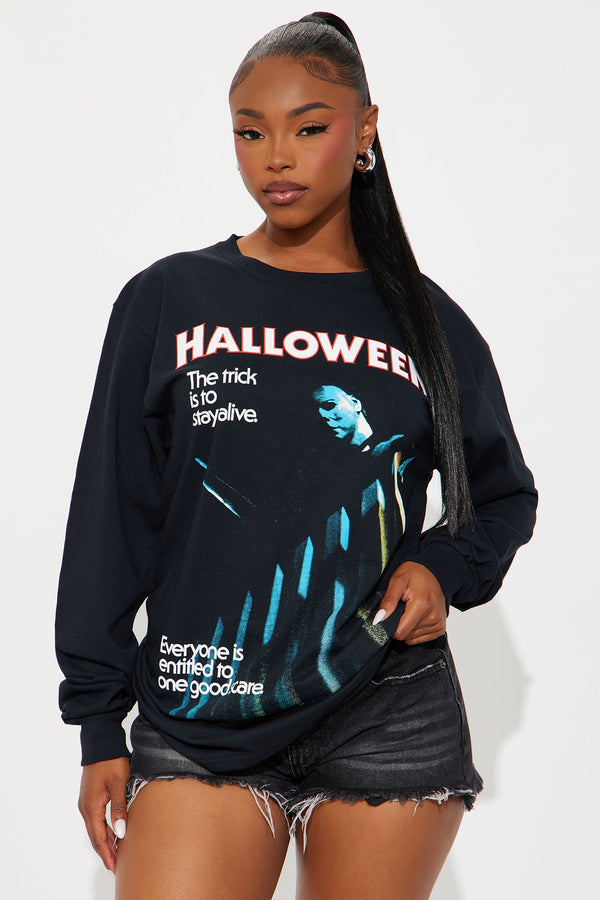 Halloween Michael Myers Long Sleeve Tee - Black