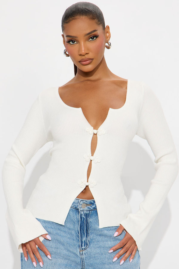 East Coast Applique Cardigan - White