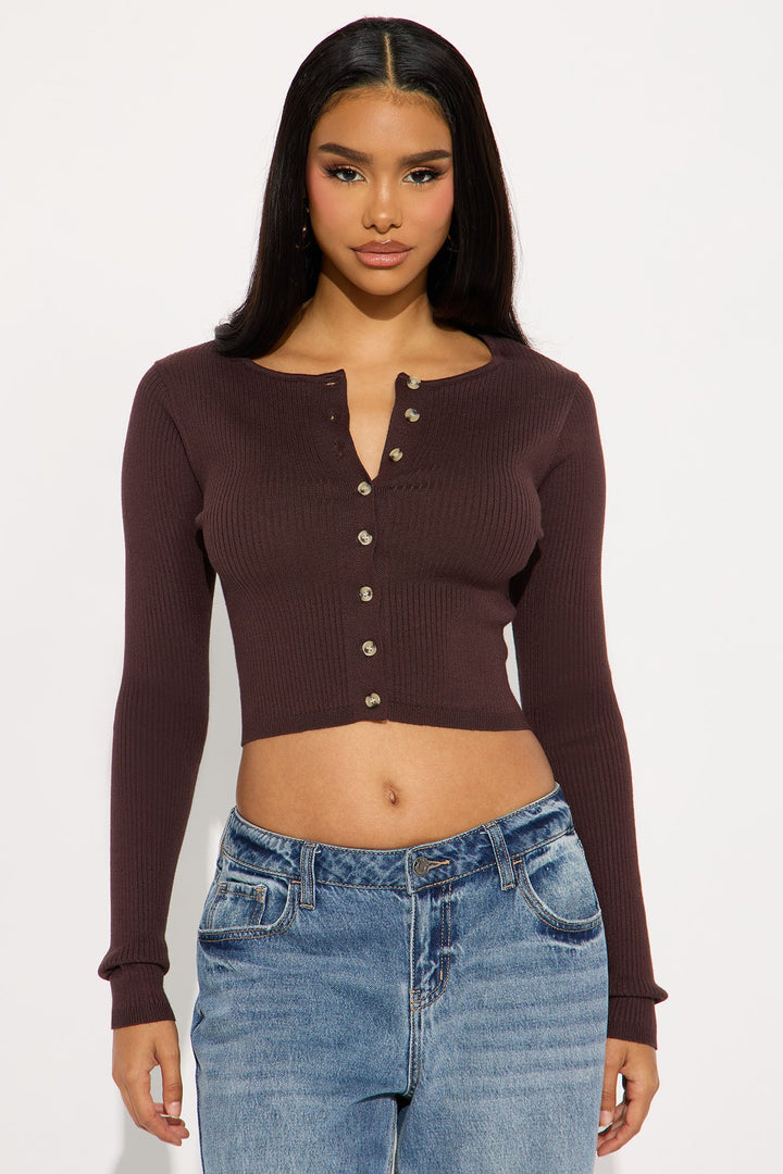 Make Things Right Cardigan - Dark Brown