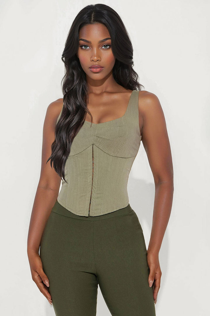 Coastal Breeze Corset Top - Olive