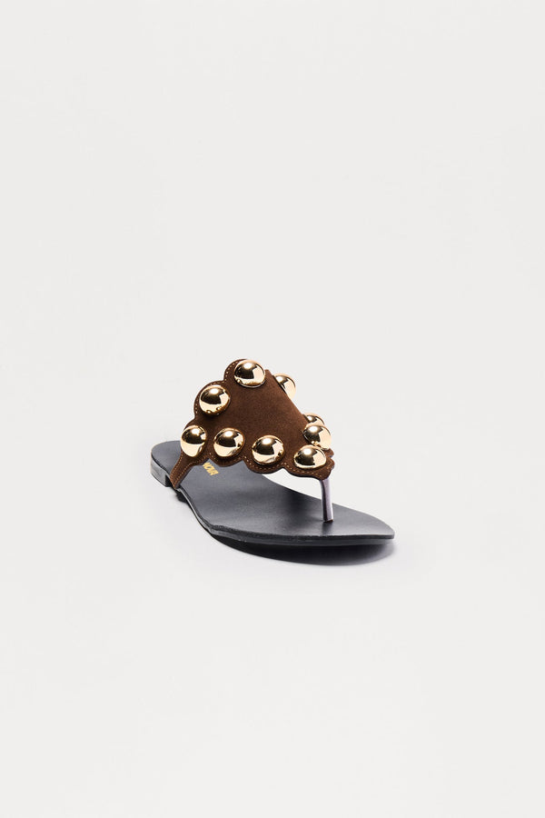 Trini Studded Flip Flops - Chocolate