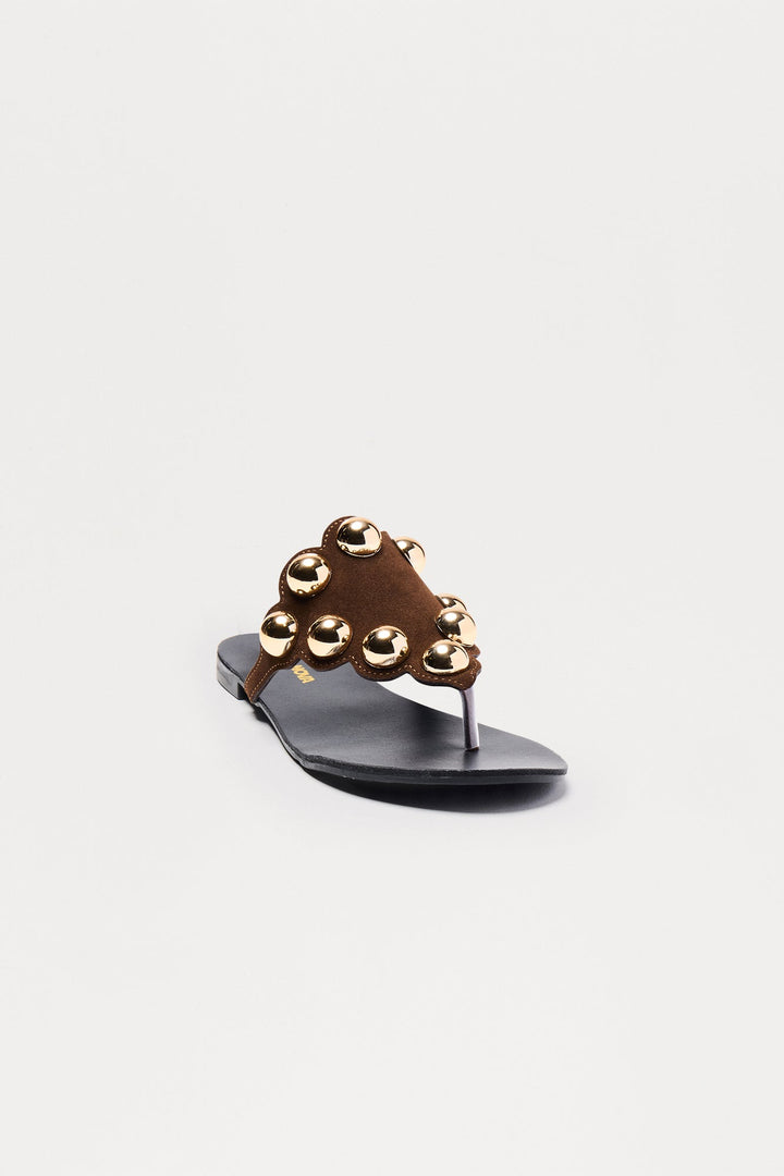 Trini Studded Flip Flops - Chocolate