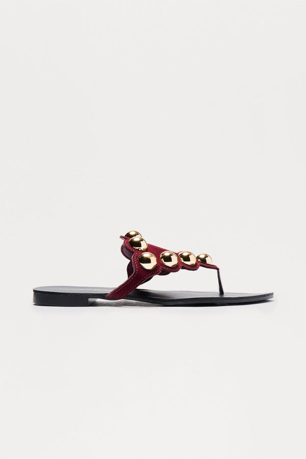 Trini Studded Flip Flops - Burgundy