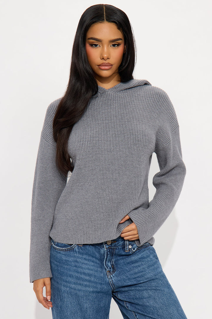 The Coziest Hooded Sweater - Grey