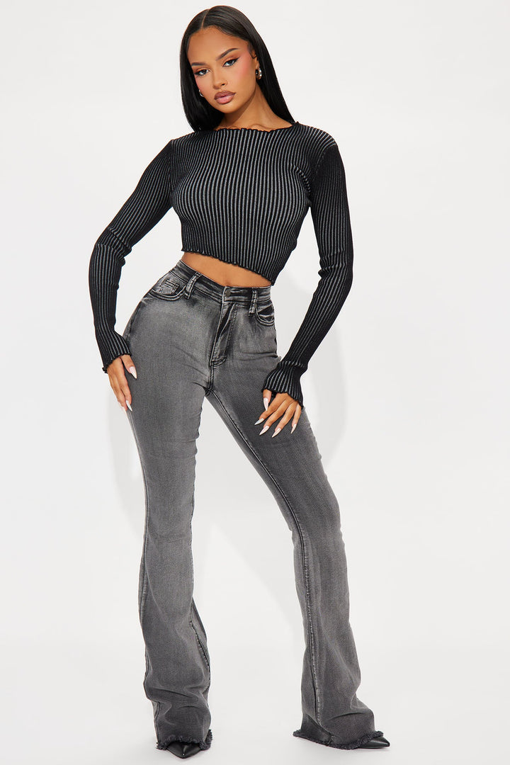 Tall Highest Stakes Stretch Flare Jeans - Black Wash